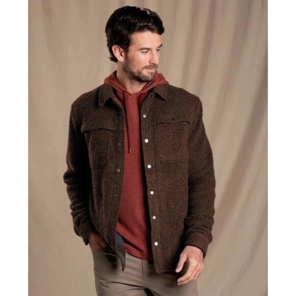 TOAD&CO Mens Telluride Sherpa Shirt Jacket Shacket‎ Brown Wool Blend Size M